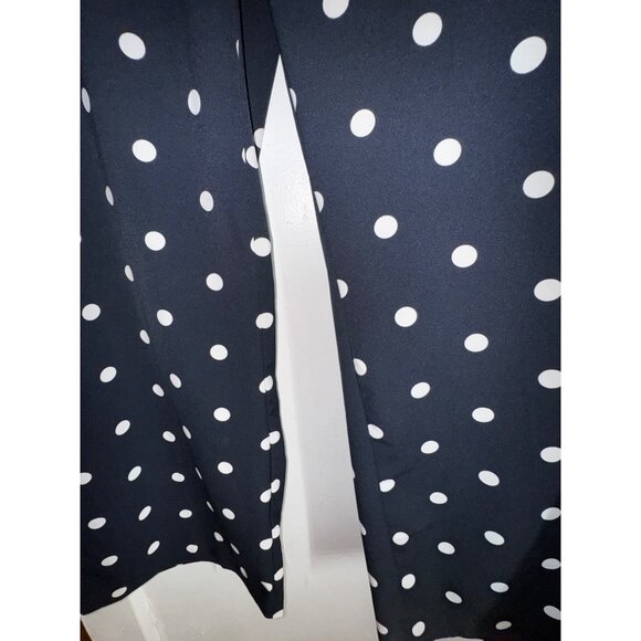 New York & Company Womens Polka Dot Dress Pants Size Large Navy Blue & White Cut - Picture 3 of 7